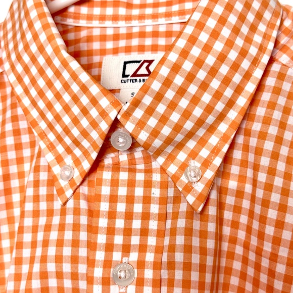 Cutter & Buck Men's Orange & White Power T Tennessee Gingham Shirt Size S - Picture 6 of 7